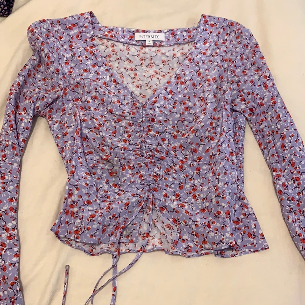 Purple floral intermix blouse